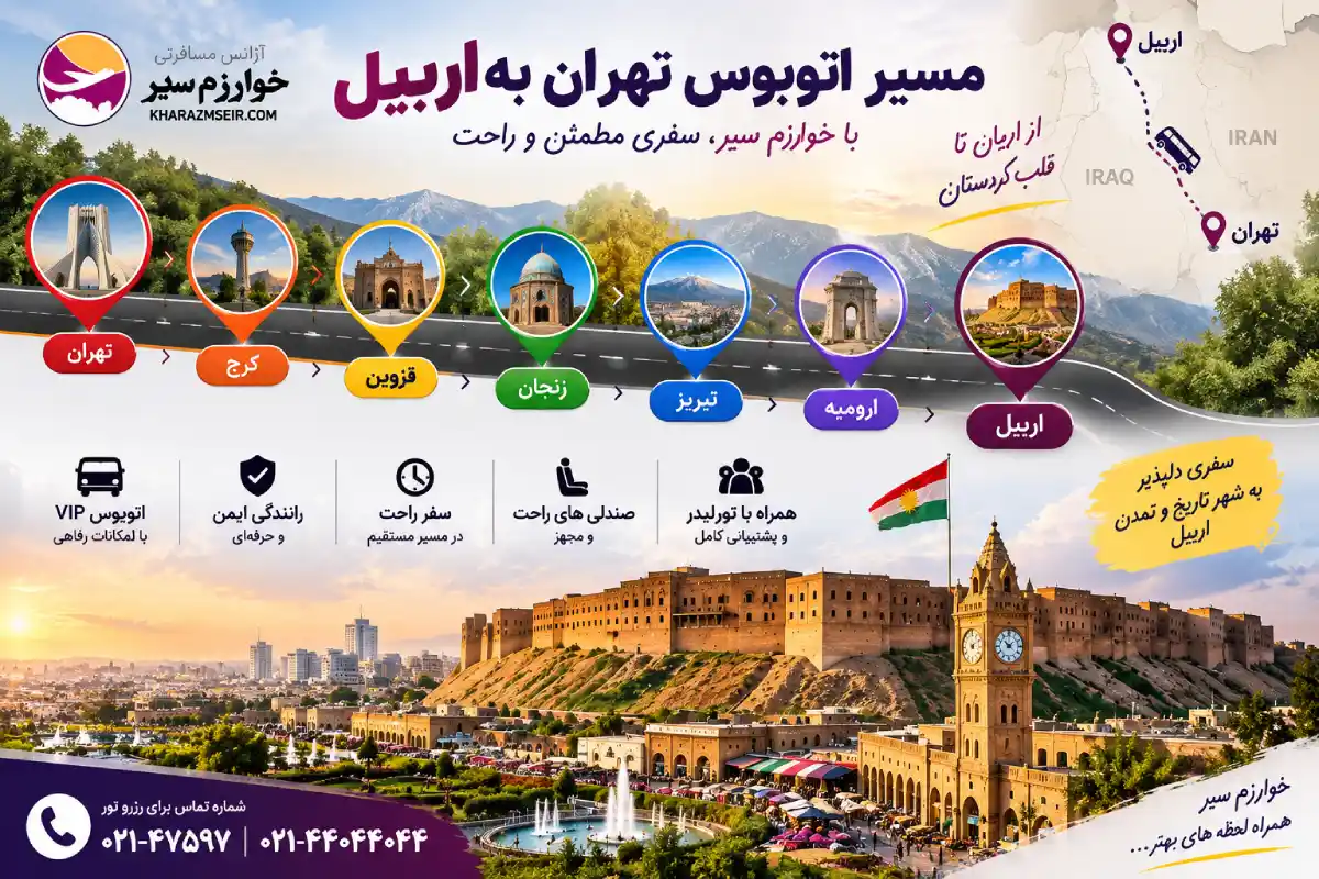 مسیر تهران به اربیل